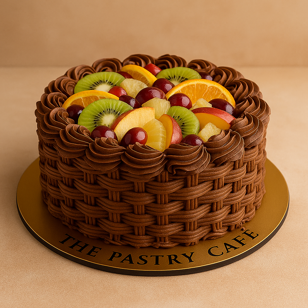 Fresh Fruit Cake, Brown Basket (Chocolate)